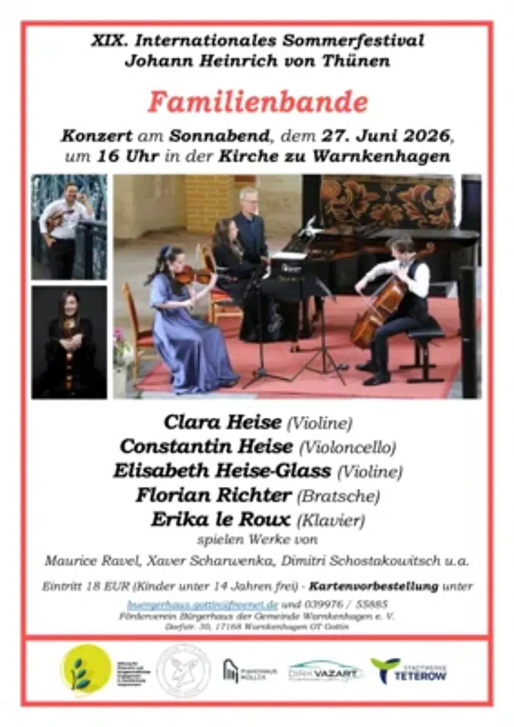XIX. Internationales Sommerfestival Johann Heinrich von Thünen - Familienbande